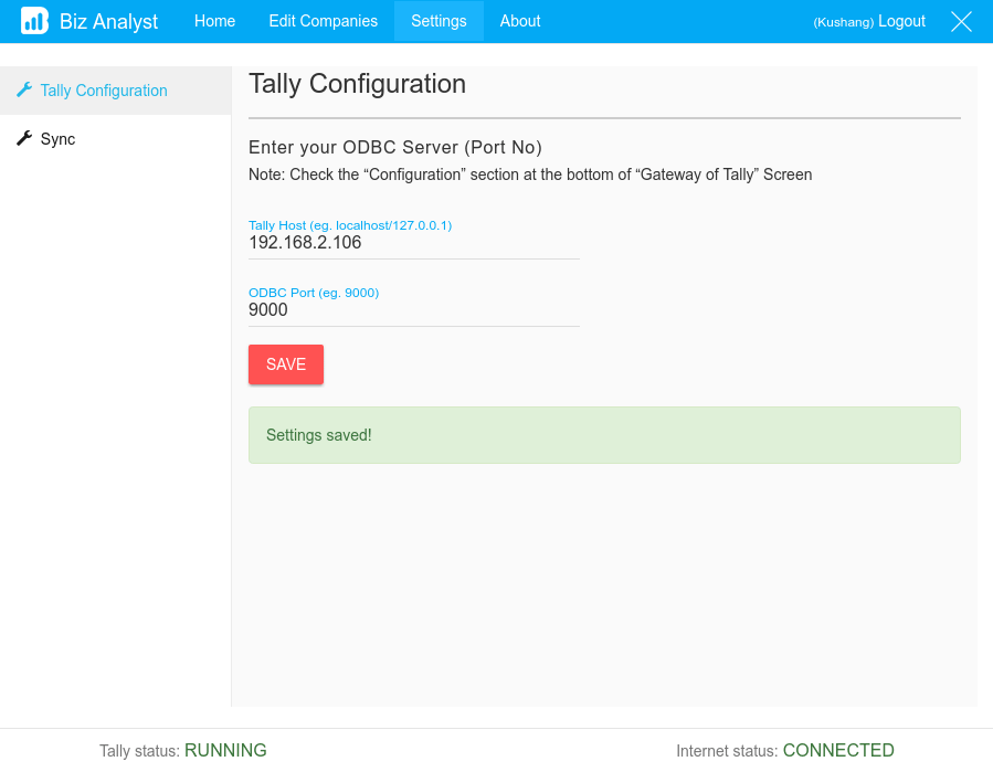 Tally configuration