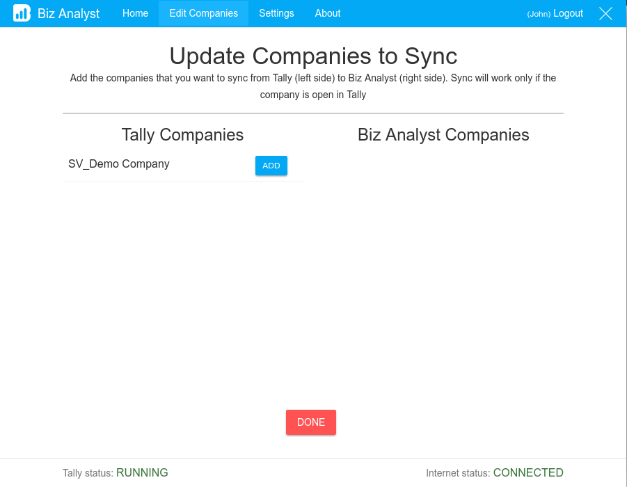 Add company to Biz Analyst